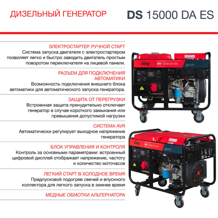 Дизельный генератор  Дизельный генератор трёхфазный FUBAG DS 15000 DA ES