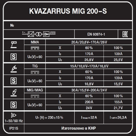 KVAZARRUS MIG 200-S